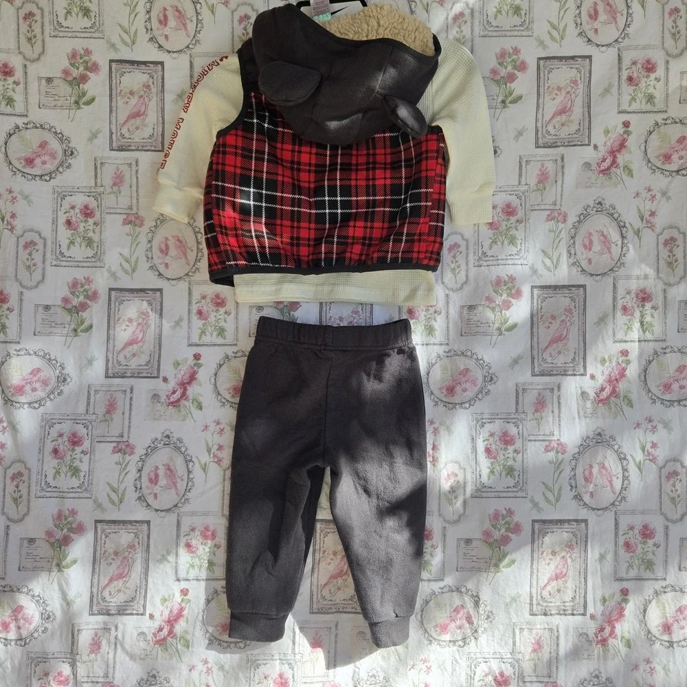 Disney Mickey‎ Mouse Baby Boys 3-Piece Outfit Set: Plaid Vest Shirt Pants 18M